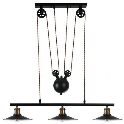 Lámpara colgante Triguero 3xE27 en negro mate de Abrila, diseño rústico vintage en metal para decoración farmhouse chic e interior moderno, modelo 132693009 con estilo industrial AI2.