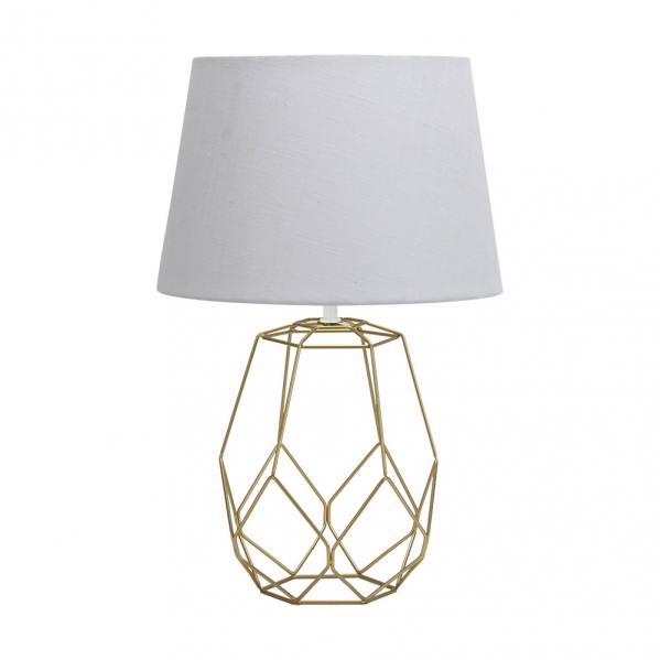 Lámpara de sobremesa Labeo en oro brillante de 51.5 cm de altura, diseño moderno y versátil de Abrila para iluminación interior doméstica, base de metal con pantalla textil, ideal para decoración contemporánea (modelo 134571029).
