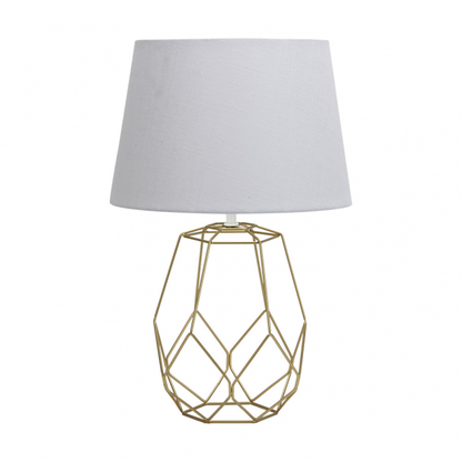 Lámpara de sobremesa Labeo en oro brillante de 51.5 cm de altura, diseño moderno y versátil de Abrila para iluminación interior doméstica, base de metal con pantalla textil, ideal para decoración contemporánea (modelo 134571029).