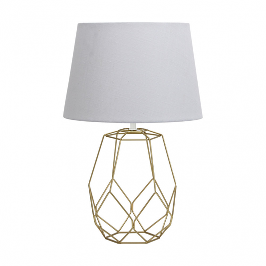 Lámpara de sobremesa Labeo en oro brillante de 51.5 cm de altura, diseño moderno y versátil de Abrila para iluminación interior doméstica, base de metal con pantalla textil, ideal para decoración contemporánea (modelo 134571029).