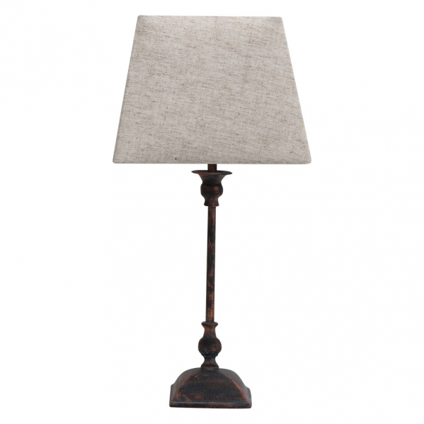 Lámpara de sobremesa Percasol en marrón rústico, diseño clásico de 52x25x25 cm con base de metal y cerámica, pantalla textil, ideal para decoración interior doméstica, casquillo E27, marca Abrila (134671002)