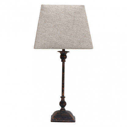 Lámpara de sobremesa Percasol en marrón rústico, diseño clásico de 52x25x25 cm con base de metal y cerámica, pantalla textil, ideal para decoración interior doméstica, casquillo E27, marca Abrila (134671002)