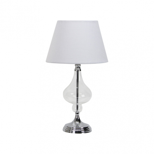 Lámpara de sobremesa Kriberis en acabado cromo, diseño clásico de metal y cristal con medidas 47x25x25 cm, ideal para decoración de interiores domésticos - modelo Abrila 134871020 de la marca ai2.