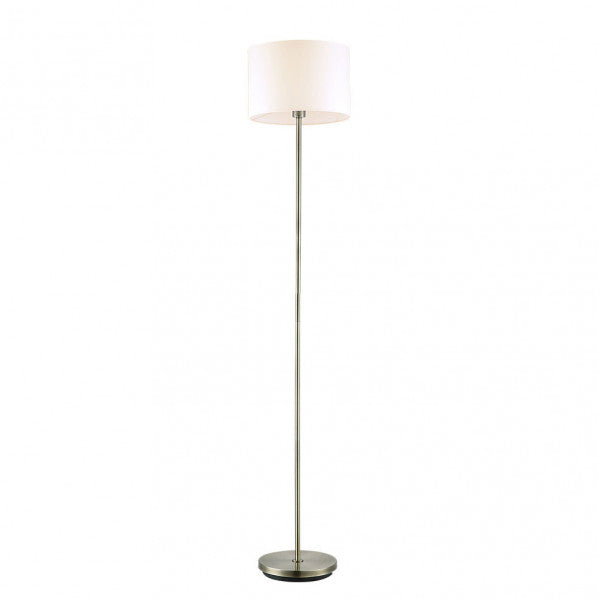 Pie de salón Aldebaran de cuero beige de 170 cm de altura, lámpara de salón moderna de Abrila con base de metal y textil, iluminación interior para decoración doméstica, modelo 135441014 en tono beige neutro.