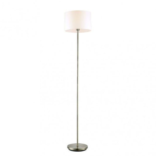 Pie de salón Aldebaran de cuero beige de 170 cm de altura, lámpara de salón moderna de Abrila con base de metal y textil, iluminación interior para decoración doméstica, modelo 135441014 en tono beige neutro.