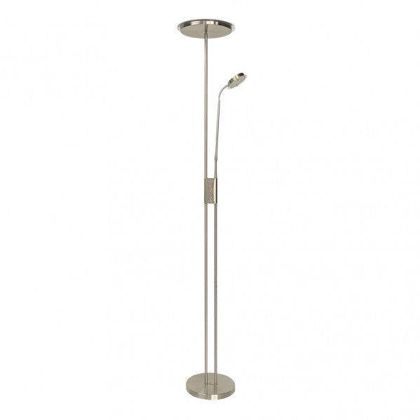 Lámpara de pie salón Antares de Abrila con acabado en cuero, 20W+7W LED regulable táctil, luz neutra 4000K para decoración interior moderna, modelo 135742014