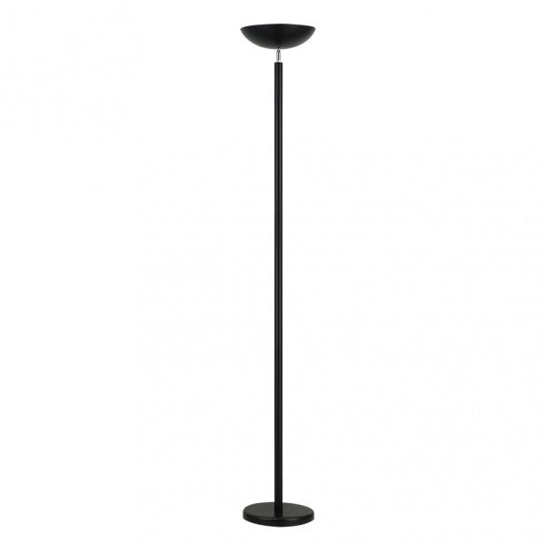Pie de salón Luyten de Abrila en negro mate, altura 180 cm, con 2 casquillos E27 para bombillas LED, diseño moderno de metal para iluminación interior y decoración doméstica.