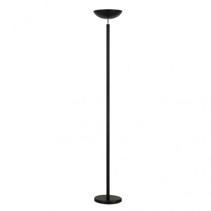 Pie de salón Luyten de Abrila en negro mate, altura 180 cm, con 2 casquillos E27 para bombillas LED, diseño moderno de metal para iluminación interior y decoración doméstica.