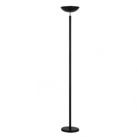 Pie de salón Luyten de Abrila en negro mate, altura 180 cm, con 2 casquillos E27 para bombillas LED, diseño moderno de metal para iluminación interior y decoración doméstica.