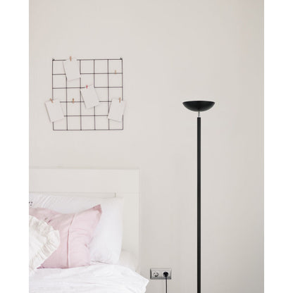 Pie de salón Luyten de Abrila en negro mate, 180 cm de altura con 2 casquillos E27 para bombillas LED, diseño moderno de metal para iluminación interior y decoración doméstica, modelo 136142009.