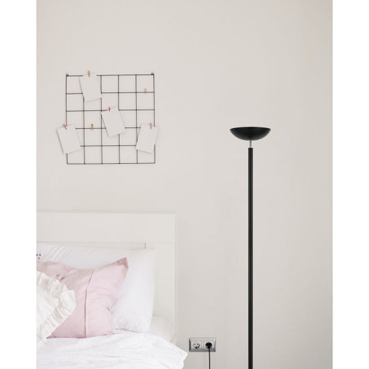 Pie de salón Luyten de Abrila en negro mate, 180 cm de altura con 2 casquillos E27 para bombillas LED, diseño moderno de metal para iluminación interior y decoración doméstica, modelo 136142009.