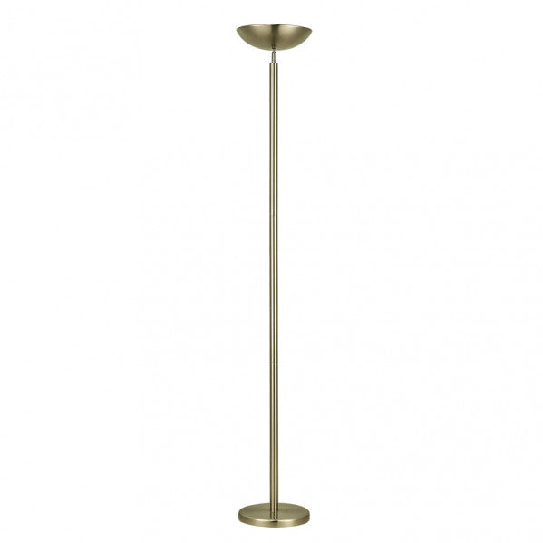 Pie de salón Luyten de cuero genuino en diseño moderno de 180x27 cm, lámpara de luz indirecta con estructura de metal y acabado en cuero para decoración de interiores domésticos, modelo Abrila 136142014.