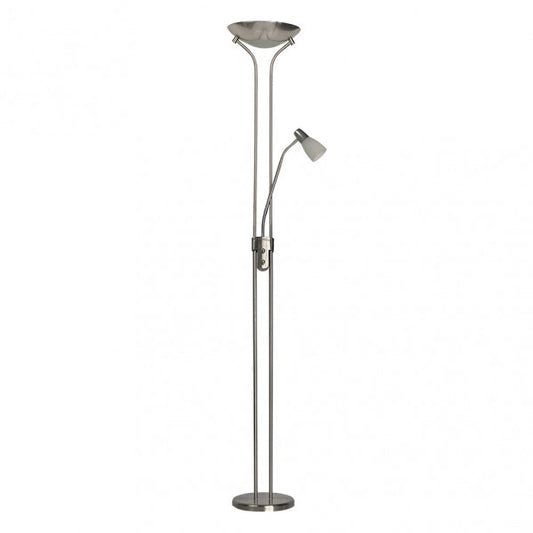 Pie de salón Ross de Abrila con lector integrado en níquel, altura 180cm, diseño moderno de metal y cristal para iluminación doméstica e interior, ideal para decoración contemporánea (modelo 136243003).