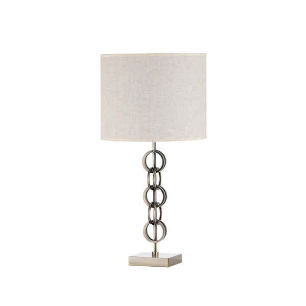 Lámpara de sobremesa Koto en cuero beige de 61 cm, diseño moderno de Abrila con base de metal y pantalla textil, ideal para iluminación interior y decoración doméstica (modelo 137971014).