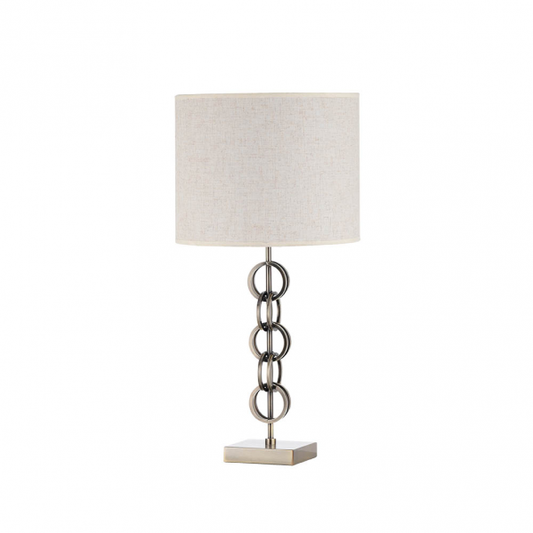 Lámpara de sobremesa Koto en cuero beige de 61 cm, diseño moderno de Abrila con base de metal y pantalla textil, ideal para iluminación interior y decoración doméstica (modelo 137971014).