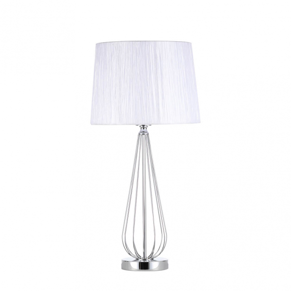 Lámpara sobremesa Robina en cromo y blanco de Abrila, modelo 139071020, diseño moderno de metal y textil para decoración interior doméstica