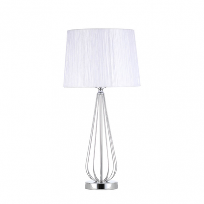 Lámpara sobremesa Robina en cromo y blanco de Abrila, modelo 139071020, diseño moderno de metal y textil para decoración interior doméstica