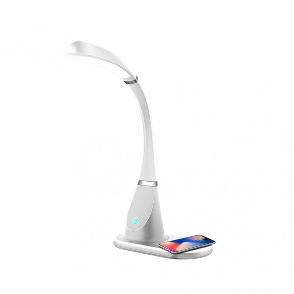 Flexo LED Rejalgar Blanco/Cromo de 5W, Fabrilamp, modelo 139171001: lámpara de escritorio en acabado blanco y cromo, ideal para escritorio y estudio, iluminación LED eficiente.