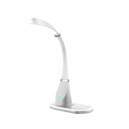 Flexo LED Rejalgar Blanco/Cromo de 5W, Fabrilamp 139171001 – iluminación de escritorio y estudio con cargador inalámbrico