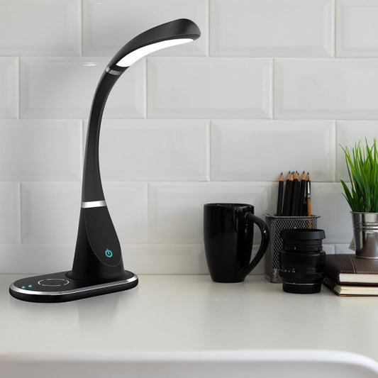 Flexo LED Rejalgar negro 5W de Fabrilamp, lámpara de escritorio LED para oficina, iluminación interior