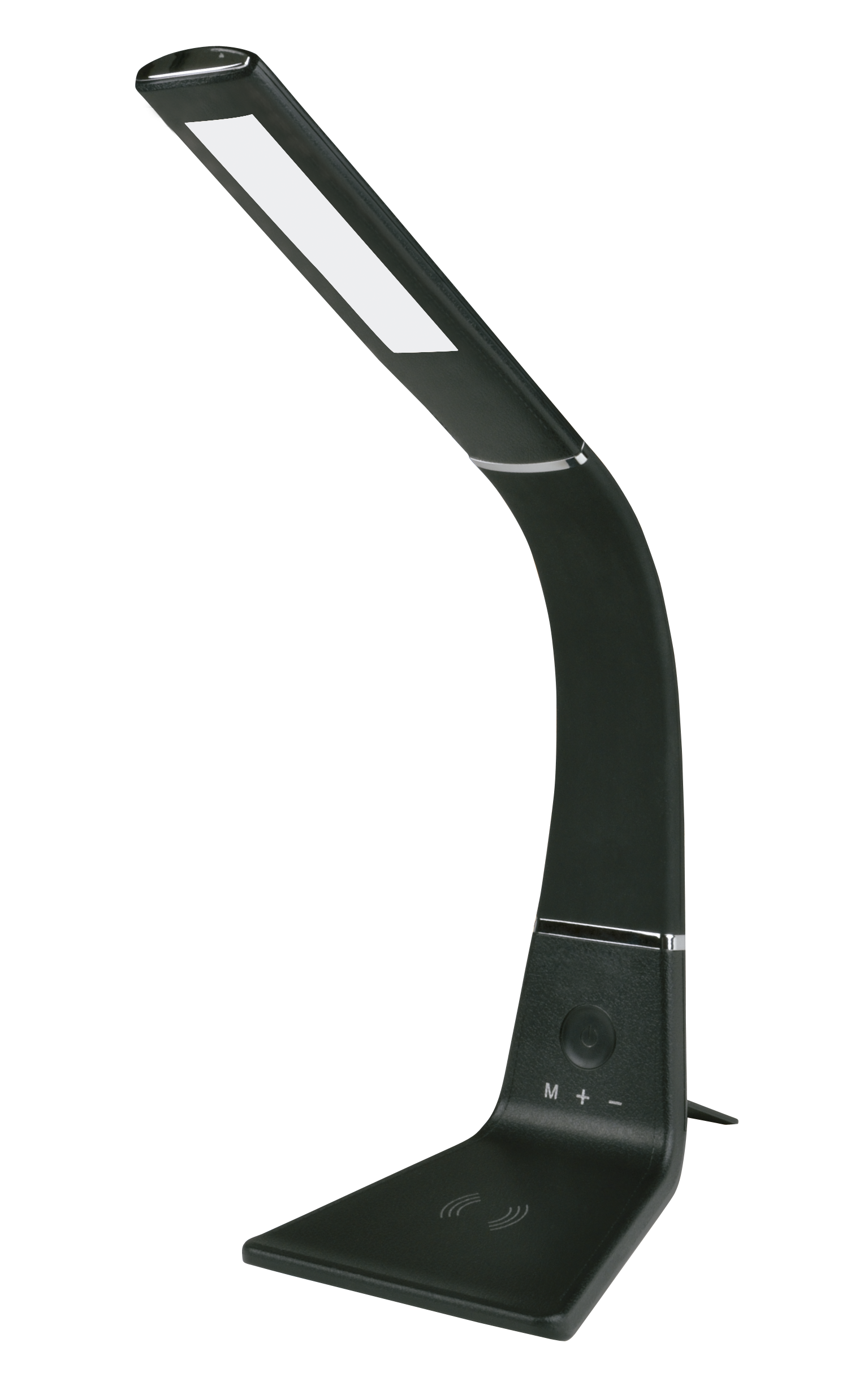 flexo LED Kodonita negro/cromo con cargador Qi para escritorio - lámpara de mesa Fabrilamp, iluminación de oficina