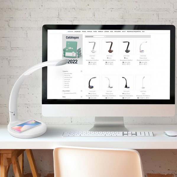 Flexo LED de alabastro blanco para escritorio, 7W, 560 lm, lámpara regulable de interior Fabrilamp (139371001)