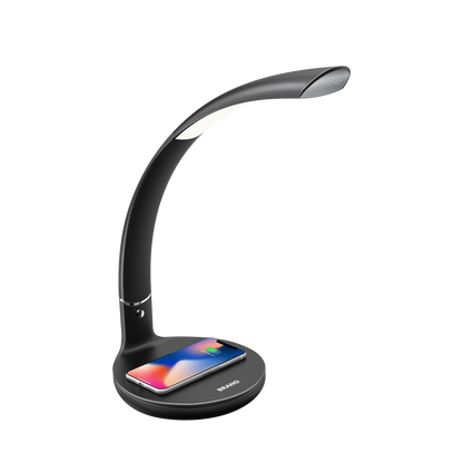 Flexo LED de alabastro negro con acabado cromado, 7W, Fabrilamp, referencia 139371009; ideal para escritorio, estudio u oficina, iluminación domótica.