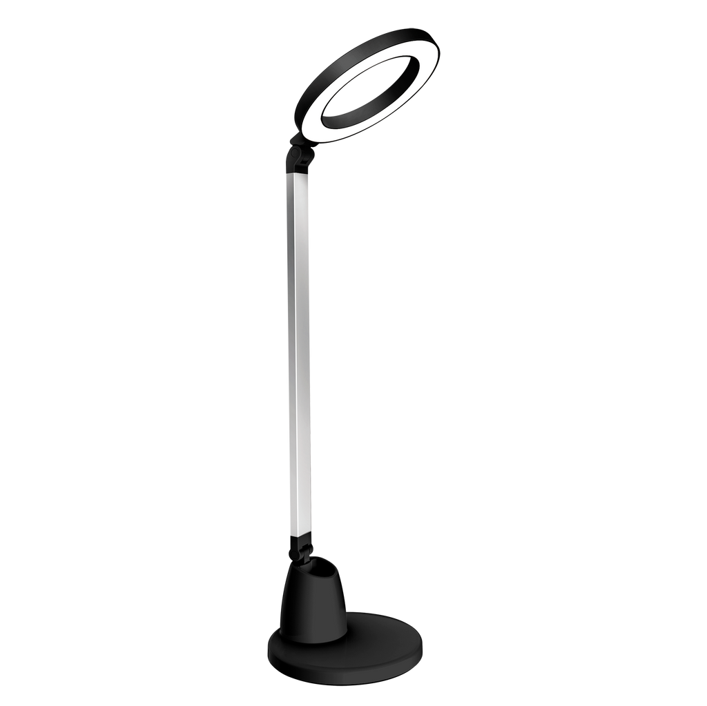 Flexo LED Calcita negro/plata 8W de Fabrilamp para escritorio y estudio – iluminación de hogar
