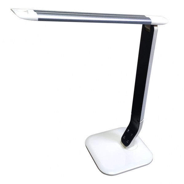 Flexo LED Euclasa Blanco/Plata 10W de Fabrilamp, lámpara de escritorio regulable para estudio, iluminación domótica, modelo 139971001