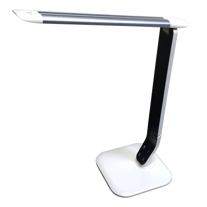 Flexo LED Euclasa blanco/plata de 10W para escritorio y estudio, regulable y domótico, iluminación Fabrilamp