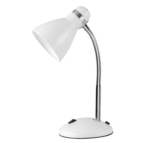 Flexo Lazulita blanco y cromo de Fabrilamp, lámpara de escritorio para interior (140271001)