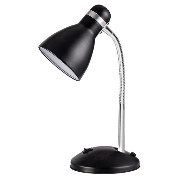 Flexo Lazulita Negro/Cromo de Fabrilamp, lámpara de escritorio en metal negro con acabado cromo, iluminación interior, modelo 140271009