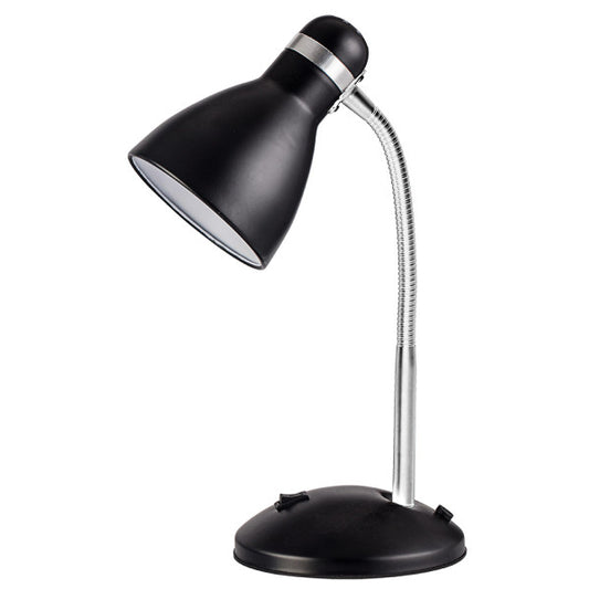 Flexo Lazulita Negro/Cromo de Fabrilamp, lámpara de escritorio en metal negro con acabado cromo, iluminación interior, modelo 140271009