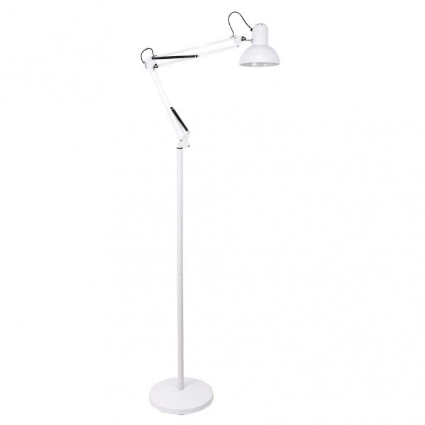 Lámpara de pie articulable Rutilo en blanco de Abrila (modelo 140341001), diseño moderno de metal para iluminación interior doméstica y decoración de salón