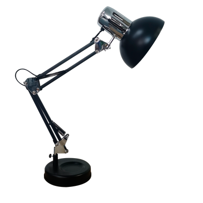 Flexo de escritorio Negro/Cromo (Rutilo) - Fabrilamp, lámpara de bombilla, iluminación interior, metal