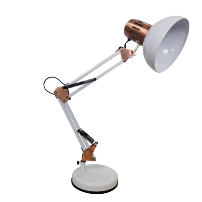 Flexo articulable blanco/cobre (acabado rutilo) de Fabrilamp, modelo 140371067, lámpara de escritorio de metal para oficina.