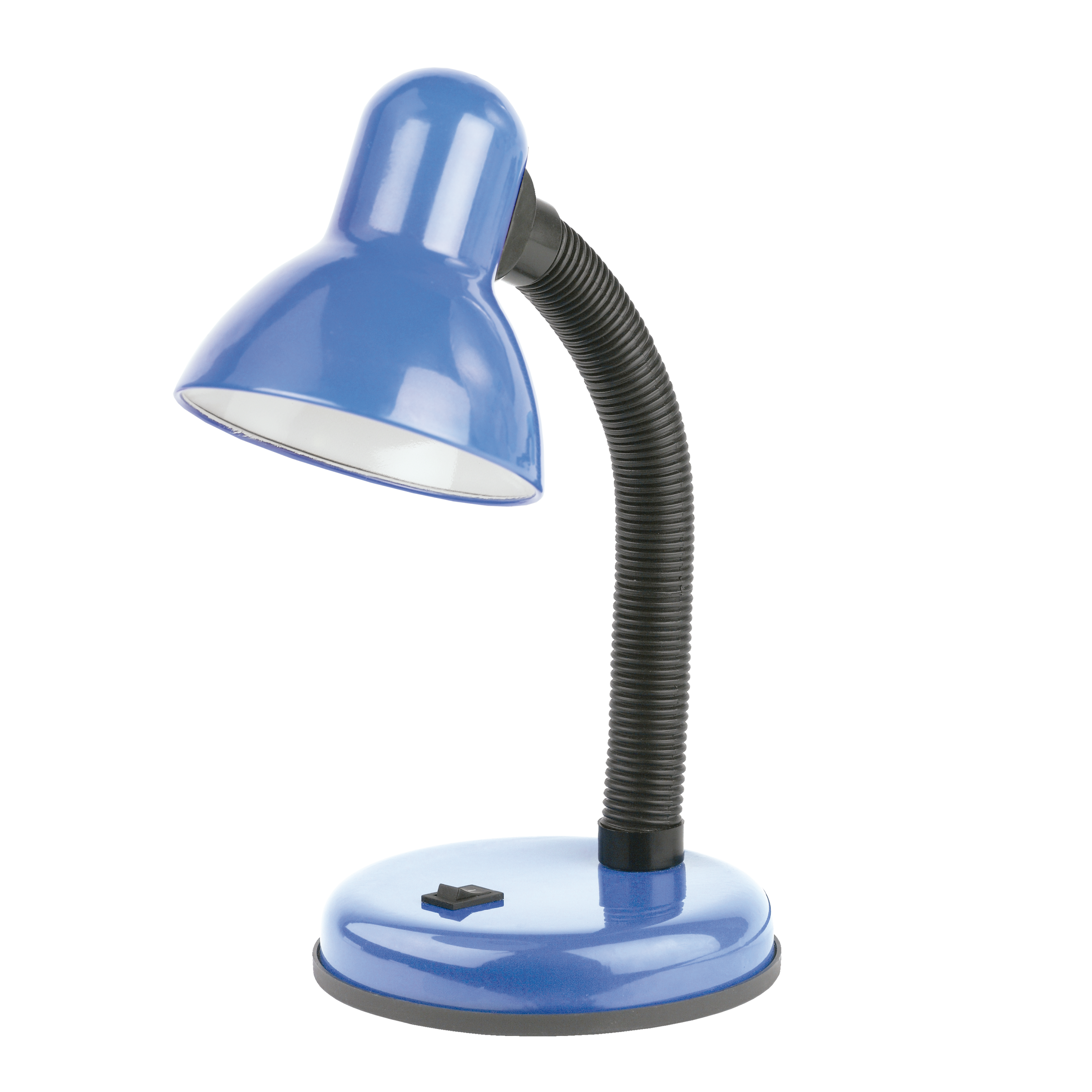 Flexo Yodo Azul de Fabrilamp, lámpara de escritorio metálica con base E27, iluminación interior en color azul, código 140771008.