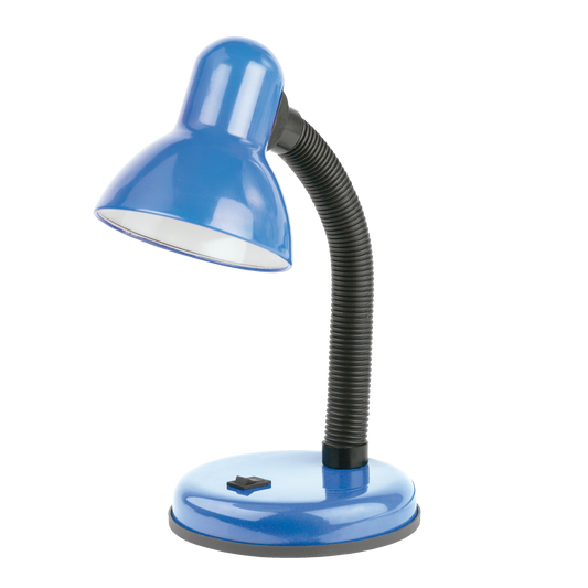 Flexo Yodo Azul de Fabrilamp, lámpara de escritorio metálica con base E27, iluminación interior en color azul, código 140771008.