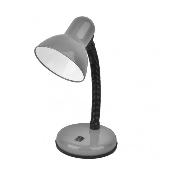 Flexo Yodo Gris 1xE27 de Fabrilamp, lámpara de escritorio metálica gris para interior, iluminación doméstica.