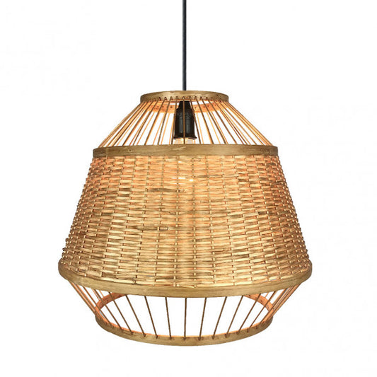 Colgante de lámpara artesanal en bambú Croton Natural de Abrila, diseño minimalista rústico con 1xE27, ideal para decoración ecológica interior doméstica, referencia 141194102, iluminación en madera sostenible.