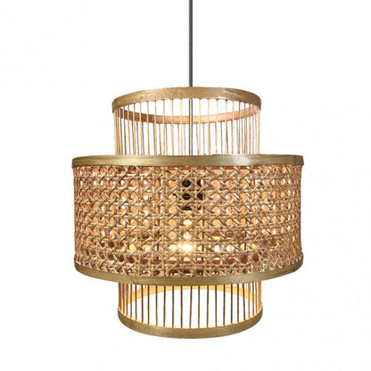 Colgante decorativo artesanal de bambú y rattan con diseño de bromelia, 36x36 cm, ecológico y natural para interior doméstico - Abrila 141293602
