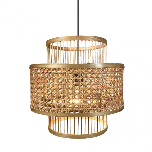 Colgante decorativo artesanal de bambú y rattan con diseño de bromelia, 36x36 cm, ecológico y natural para interior doméstico - Abrila 141293602