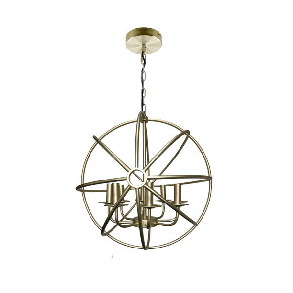 Lámpara colgante Arneses Oro 8xE14 de Abrila, diseño rústico y vintage en metal dorado para decoración interior doméstica, estilo arneses industriales con 8 bombillas E14, referencia 141798002.