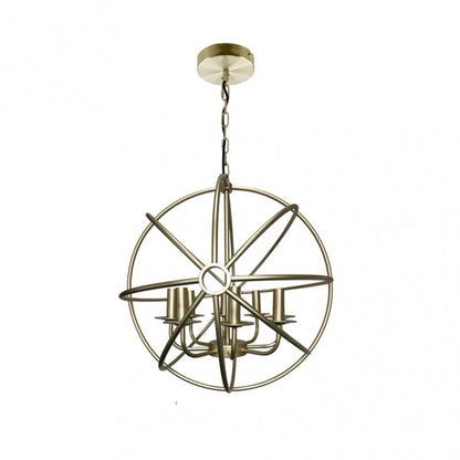 Lámpara colgante Arneses Oro 8xE14 de Abrila, diseño rústico y vintage en metal dorado para decoración interior doméstica, estilo arneses industriales con 8 bombillas E14, referencia 141798002.