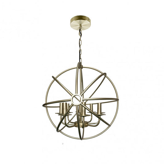 Lámpara colgante Arneses Oro 8xE14 de Abrila, diseño rústico y vintage en metal dorado para decoración interior doméstica, estilo arneses industriales con 8 bombillas E14, referencia 141798002.