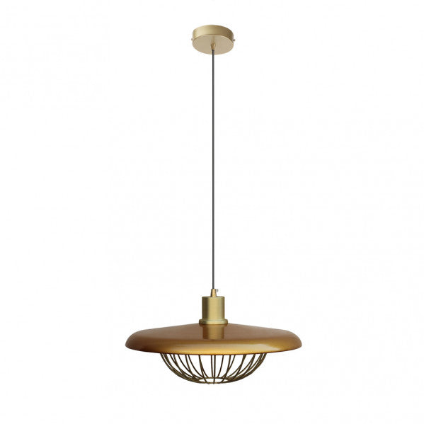 Lámpara colgante moderna de rejilla en oro Abrila, diseño 35x35cm con casquillo E27 para luz difusa en interiores domésticos, iluminación decorativa de metal dorado AI2 141891029