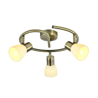 Plafon Cholo 3xe14 de Abrila con acabado en cuero, diseño moderno y orientable de 16x34x34 cm en metal y cristal para iluminación interior y decoración del hogar.