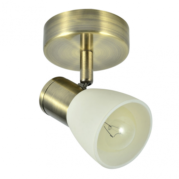 Foco moderno Cholo de Abrila con base de cuero y estructura de metal y cristal, modelo 1xE14 de 14x8.5 cm (141981014), diseño contemporáneo orientable 360 grados para iluminación doméstica y decoración interior.