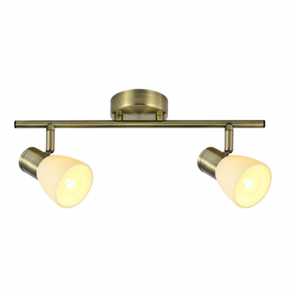 Regleta de focos Cholo Abrila con 2 bombillas E14, diseño moderno en cuero y metal cristalino, orientable para iluminación interior doméstica, medidas 16x36,5x8,5 cm, referencia 141992014, decoración elegante para hogar.