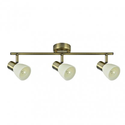 Regleta de focos Cholo 3xE14 con acabado en cuero genuino de Abrila, modelo 141993014, lámpara de techo orientable moderna para iluminación interior y decoración del hogar, fabricada en metal y cristal con diseño doméstico elegante.